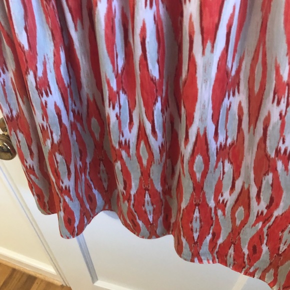 Orange patterned sheath dress with elastic waist - Picture 6 of 6